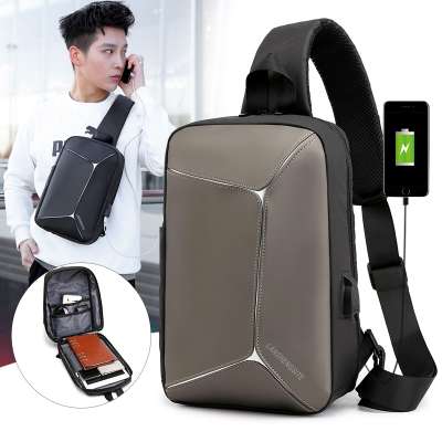 Fashion sling bag backpack for men cross body oxford polyester chest bag with USB charging port